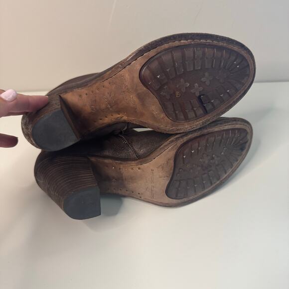 Officine Creative Brown Metallic Copper Leather Zip Ankle Bootie Size 40 Italy - Picture 4 of 9